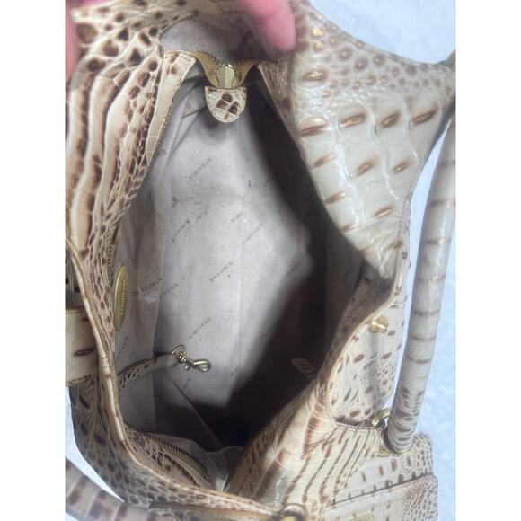 Brahmin Crocodile embossed Large shoulder women bag and wallet champagne. - Picture 6 of 12